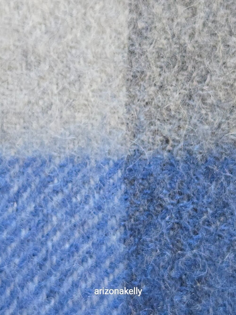 NWOT Cashmere Woven Scarf Blue, Black & Gray Plaid Checks - Picture 11 of 15